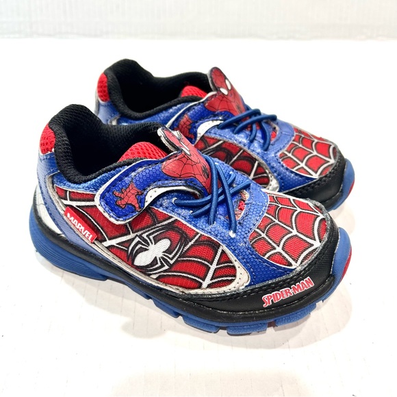 ❣️SALE❣️Stride Rite Marvel SpiderMan Kids Light Up Shoes Sneakers Size 7.5 - Picture 4 of 9